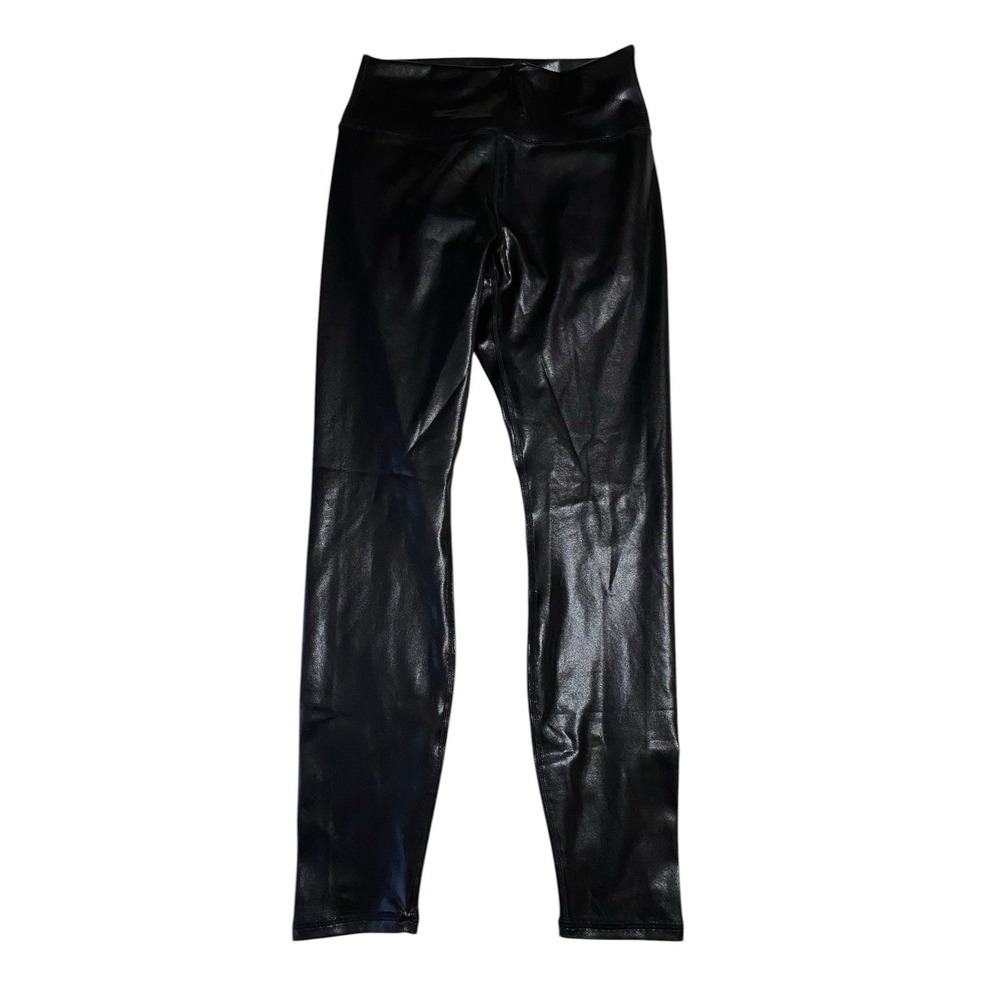 NWT Fabletics High-Waisted Foil Leggings Black Fog Shiny Metallic M/8 Short